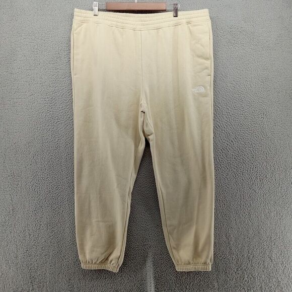 North‎ Face Sweatpants Mens XXL Gravel Beige Half Dome Fleece Drawstring Pants - Picture 1 of 11